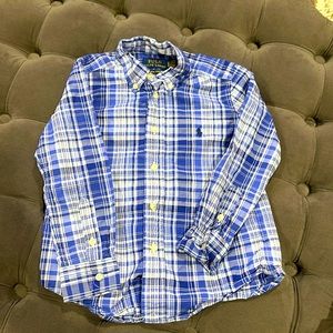 Polo by Ralph Lauren, boys size 4t, blue button down plaid polo shirt
